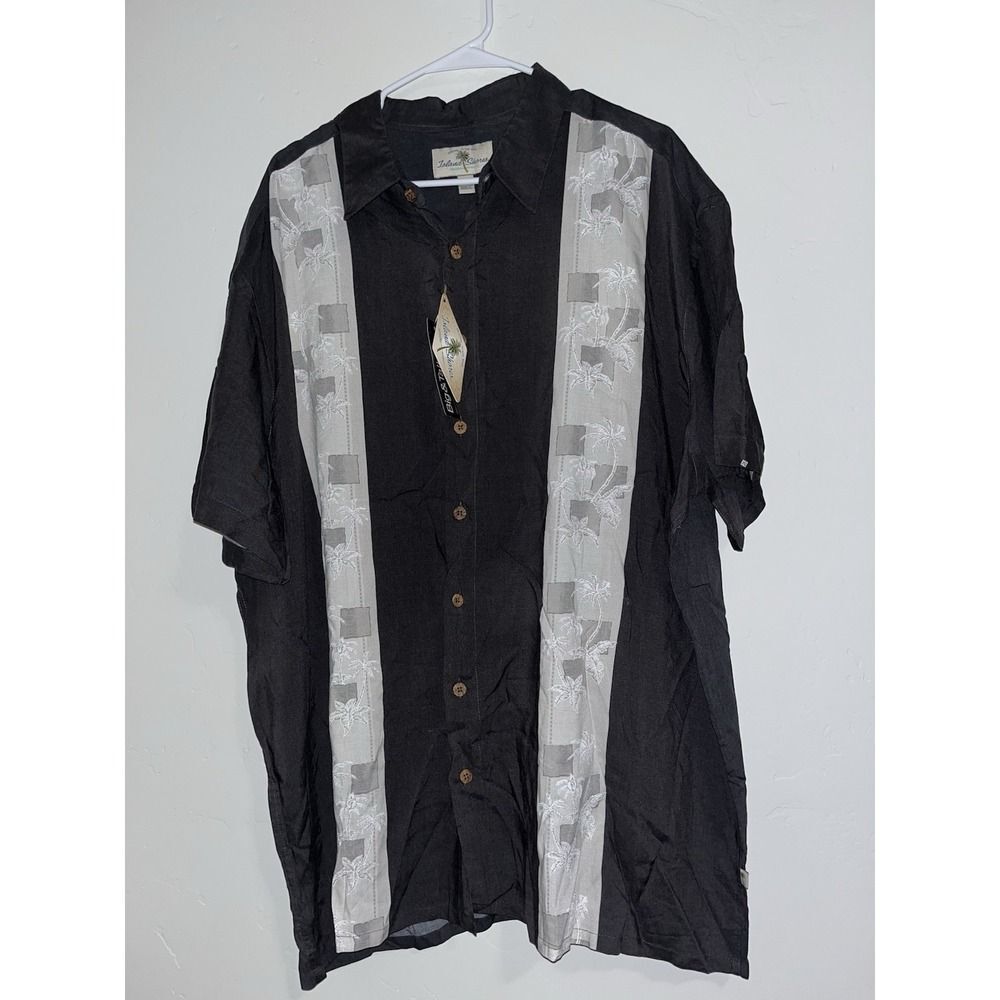 Island Shore Hawaiian Shirt 2XL NWT Dark Gray Button Up